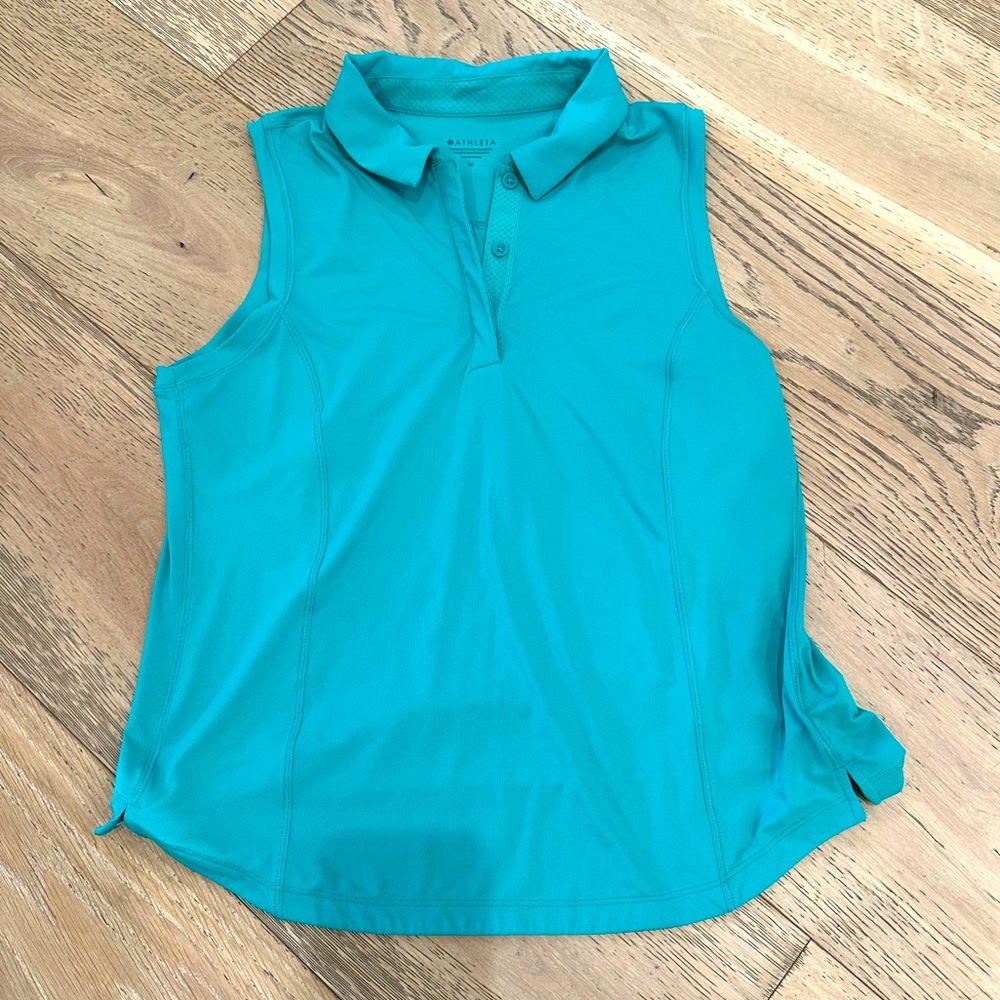 Athleta Sleeveless Polo Tank – Teal, Size M